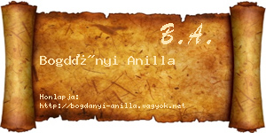 Bogdányi Anilla névjegykártya